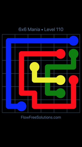 Solution and Answer to the Puzzle for Flow Free: Bridges 6x6 Mania Level 110
