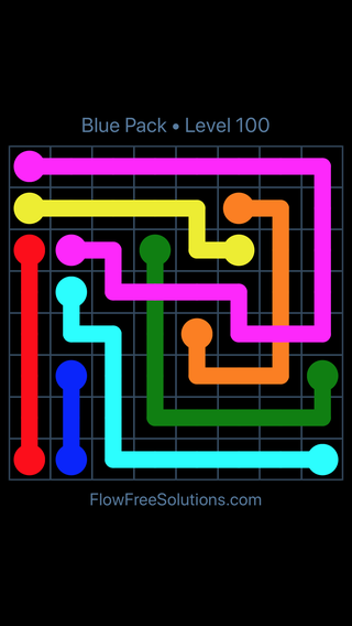 Solution and Answer to the Puzzle for Flow Free: Bridges Blue Pack Level 10