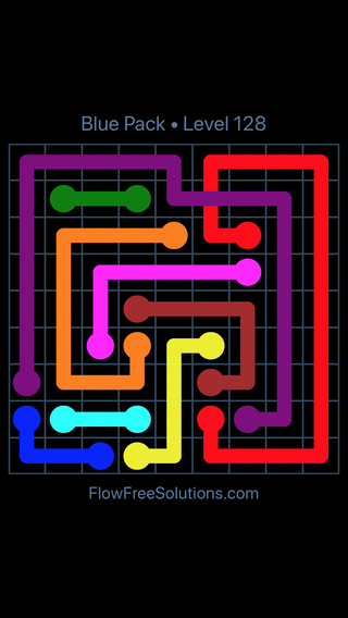 Solution and Answer to the Puzzle for Flow Free: Bridges Blue Pack Level 8