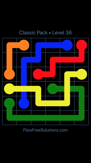 Solution and Answer to the Puzzle for Flow Free: Bridges Classic Pack Level 6