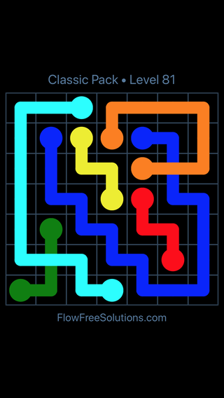 Solution and Answer to the Puzzle for Flow Free: Bridges Classic Pack Level 21
