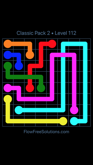 Solution and Answer to the Puzzle for Flow Free: Bridges Classic Pack 2 Level 22