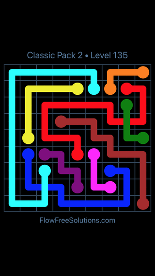 Solution and Answer to the Puzzle for Flow Free: Bridges Classic Pack 2 Level 15