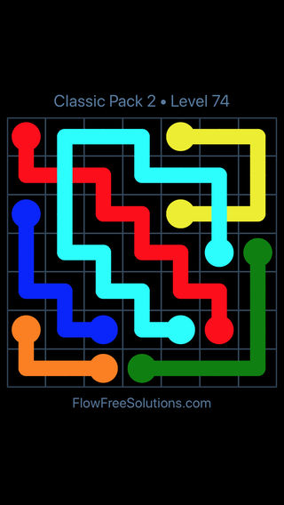 Solution and Answer to the Puzzle for Flow Free: Bridges Classic Pack 2 Level 14
