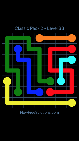 Solution and Answer to the Puzzle for Flow Free: Bridges Classic Pack 2 Level 28