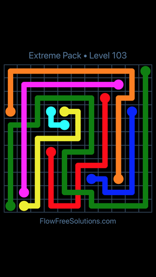 Solution and Answer to the Puzzle for Flow Free: Bridges Extreme Pack Level 103