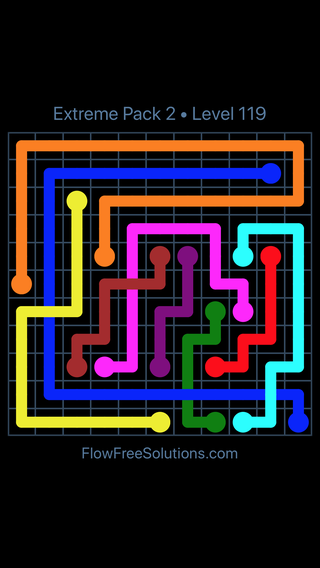 Solution and Answer to the Puzzle for Flow Free: Bridges Extreme Pack 2 Level 119