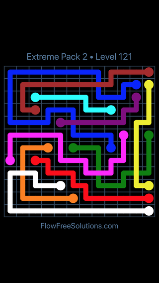 Solution and Answer to the Puzzle for Flow Free: Bridges Extreme Pack 2 Level 121