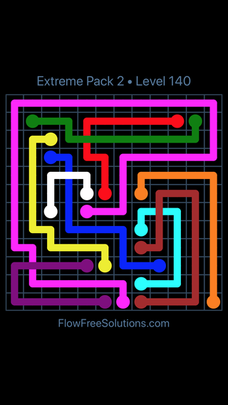 Solution and Answer to the Puzzle for Flow Free: Bridges Extreme Pack 2 Level 140