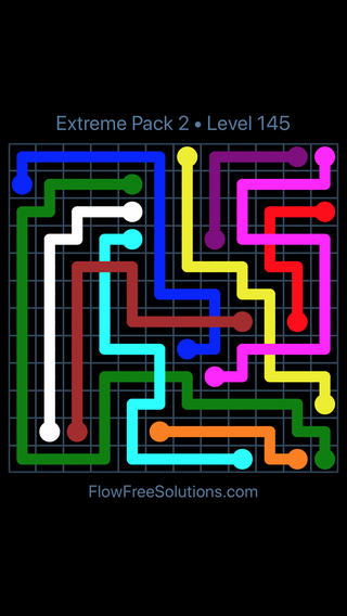 Solution and Answer to the Puzzle for Flow Free: Bridges Extreme Pack 2 Level 145