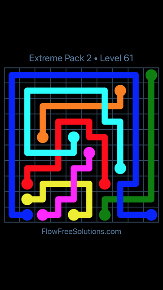 Solution and Answer to the Puzzle for Flow Free: Bridges Extreme Pack 2 Level 61