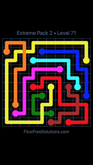 Solution and Answer to the Puzzle for Flow Free: Bridges Extreme Pack 2 Level 71