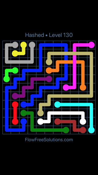Solution and Answer to the Puzzle for Flow Free: Bridges Hashed Pack Level 130