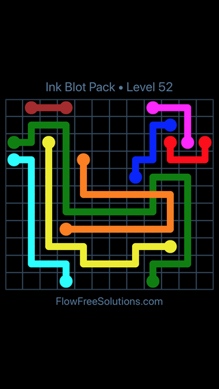 Solution and Answer to the Puzzle for Flow Free: Bridges Inkblot Pack Level 52