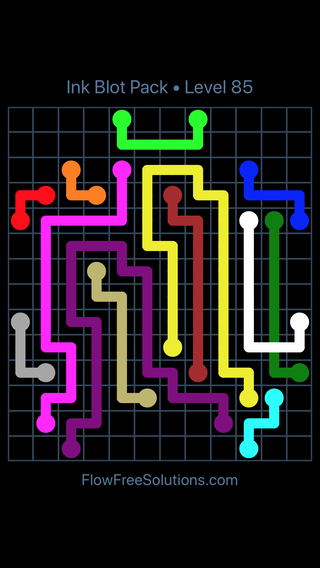 Solution and Answer to the Puzzle for Flow Free: Bridges Inkblot Pack Level 85