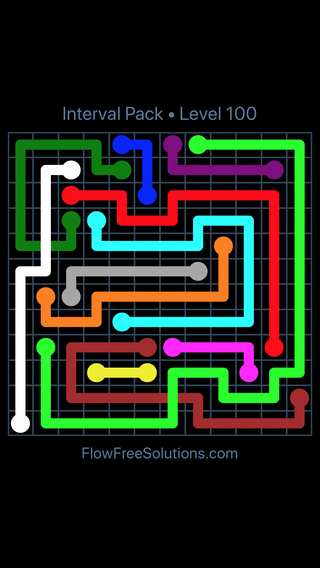 Solution and Answer to the Puzzle for Flow Free: Bridges Interval Pack Level 100
