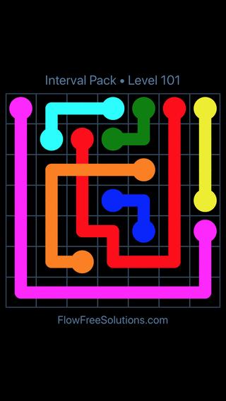 Solution and Answer to the Puzzle for Flow Free: Bridges Interval Pack Level 101