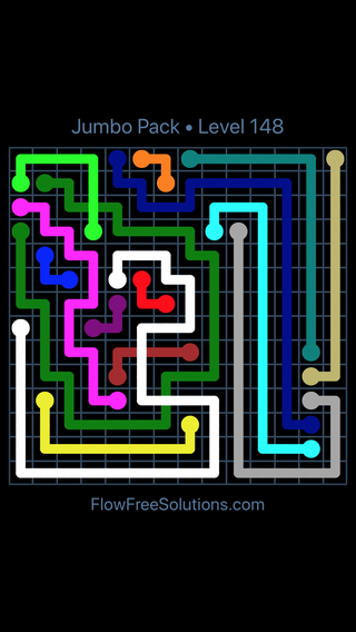 Solution and Answer to the Puzzle for Flow Free: Bridges Jumbo Pack Level 28