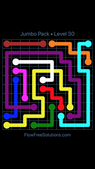 Solution and Answer to the Puzzle for Flow Free: Bridges Jumbo Pack Level 30