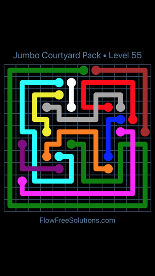 Solution and Answer to the Puzzle for Flow Free: Bridges Jumbo Courtyard Level 55