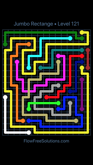 Solution and Answer to the Puzzle for Flow Free: Bridges Jumbo Rectangle Pack Level 121