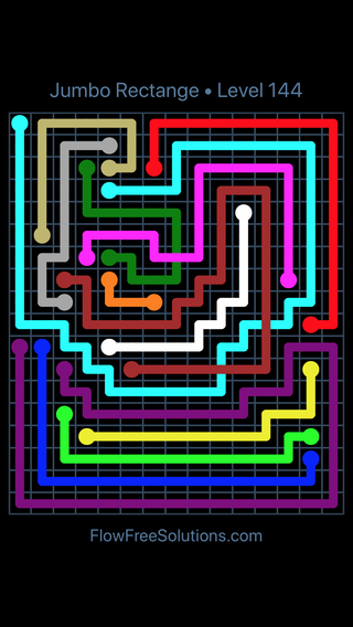 Solution and Answer to the Puzzle for Flow Free: Bridges Jumbo Rectangle Pack Level 144