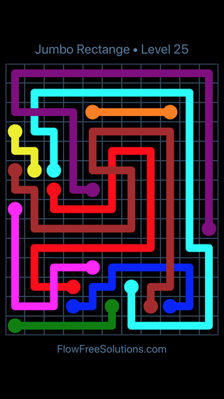 Solution and Answer to the Puzzle for Flow Free: Bridges Jumbo Rectangle Pack Level 25