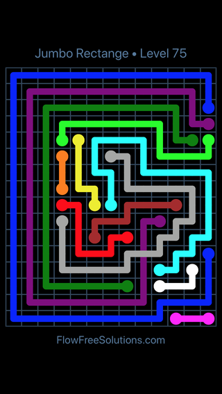 Solution and Answer to the Puzzle for Flow Free: Bridges Jumbo Rectangle Pack Level 75