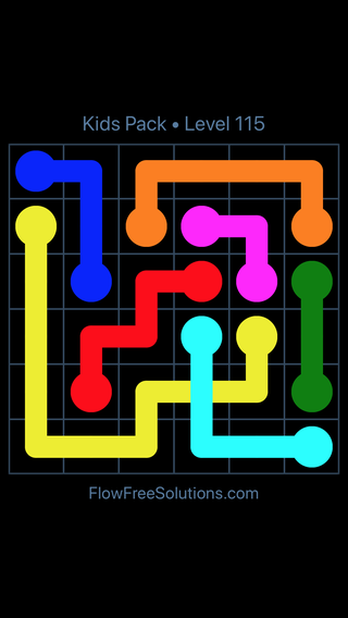 Solution and Answer to the Puzzle for Flow Free: Bridges Kids Pack Level 55