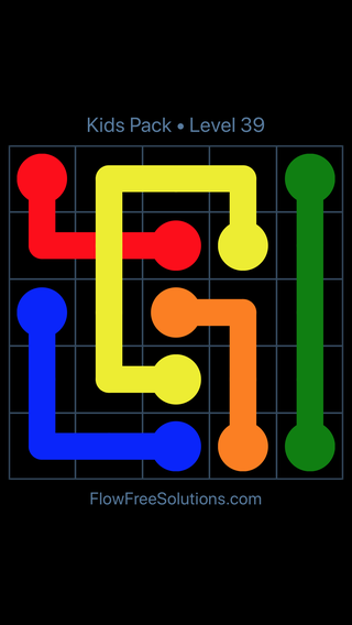 Solution and Answer to the Puzzle for Flow Free: Bridges Kids Pack Level 39