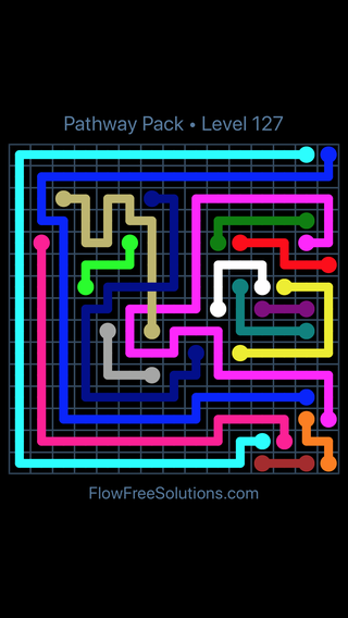 Solution and Answer to the Puzzle for Flow Free: Bridges Pathway Pack Level 127