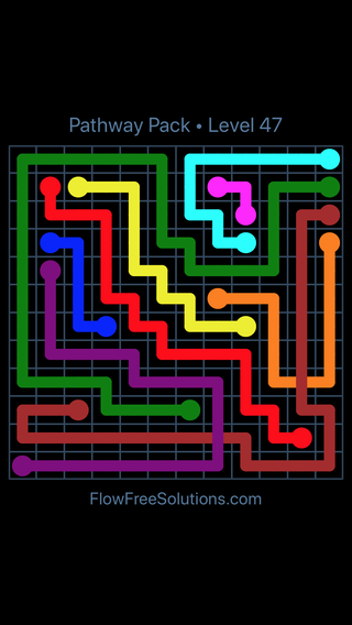 Solution and Answer to the Puzzle for Flow Free: Bridges Pathway Pack Level 47