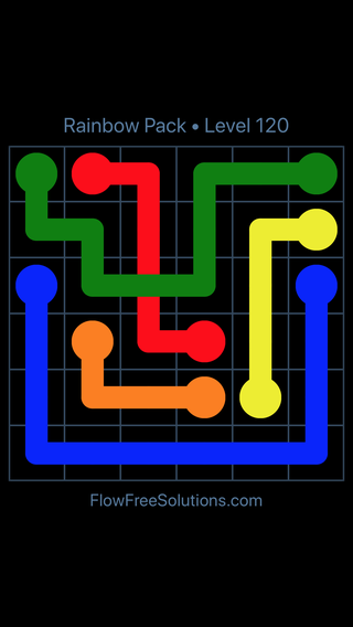 Solution and Answer to the Puzzle for Flow Free: Bridges Rainbow Pack Level 120