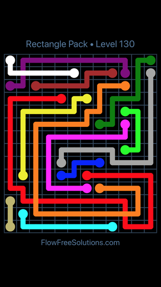 Solution and Answer to the Puzzle for Flow Free: Bridges Rectangle Pack Level 130
