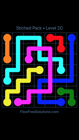 Solution and Answer to the Puzzle for Flow Free: Bridges Stitched Pack Level 20
