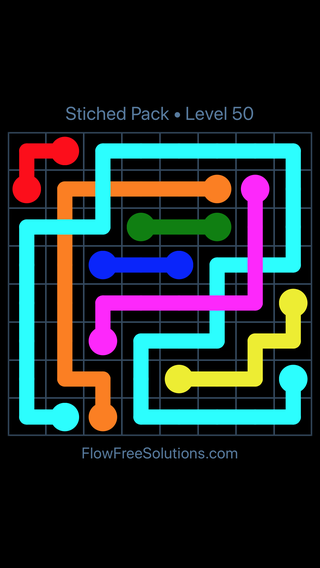 Solution and Answer to the Puzzle for Flow Free: Bridges Stitched Pack Level 50