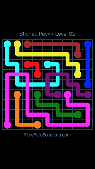 Solution and Answer to the Puzzle for Flow Free: Bridges Stitched Pack Level 82