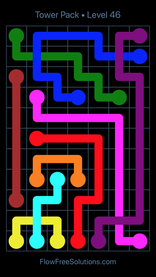 Solution and Answer to the Puzzle for Flow Free: Bridges Tower Pack Level 46