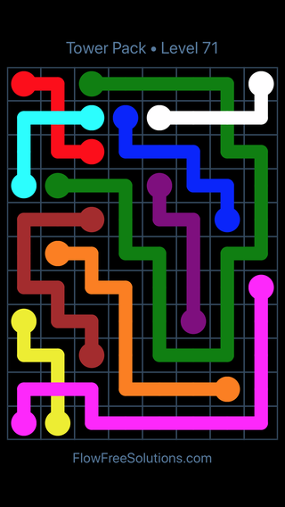 Solution and Answer to the Puzzle for Flow Free: Bridges Tower Pack Level 71