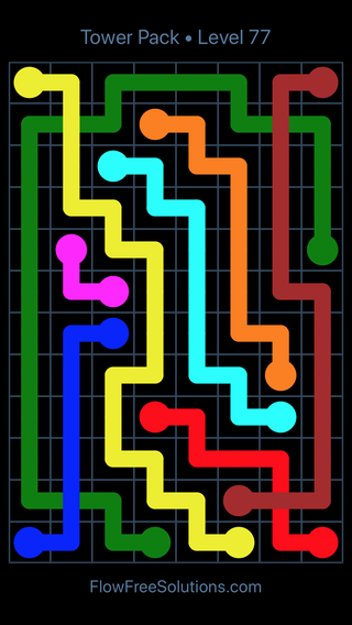 Solution and Answer to the Puzzle for Flow Free: Bridges Tower Pack Level 77