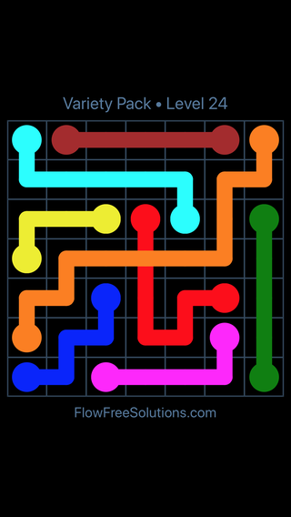 Solution and Answer to the Puzzle for Flow Free: Bridges Variety Pack Level 24