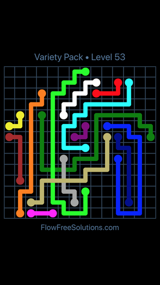 Solution and Answer to the Puzzle for Flow Free: Bridges Variety Pack Level 53