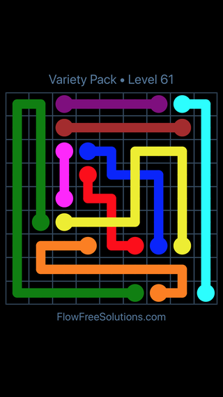 Solution and Answer to the Puzzle for Flow Free: Bridges Variety Pack Level 61