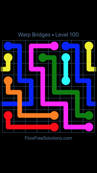 Solution and Answer to the Puzzle for Flow Free: Bridges Warps Sampler Level 100