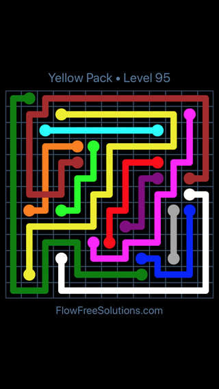Solution and Answer to the Puzzle for Flow Free: Bridges Yellow Pack Level 5