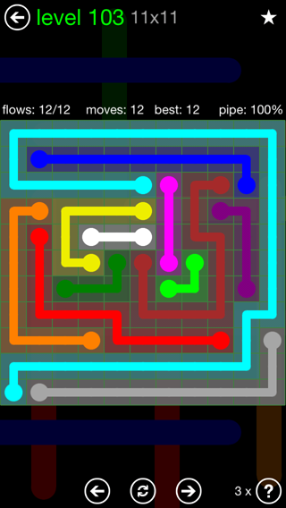 Solution and Answer to the Puzzle for Flow 11mania Pack Set 11x11 Level 103