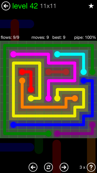 Solution and Answer to the Puzzle for Flow 11mania Pack Set 11x11 Level 42