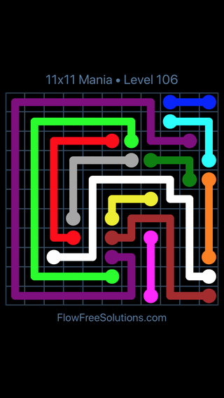 Solution and Answer to the Puzzle for Flow Free 11x11 Mania Level 106