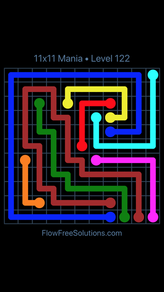 Solution and Answer to the Puzzle for Flow Free 11x11 Mania Level 122
