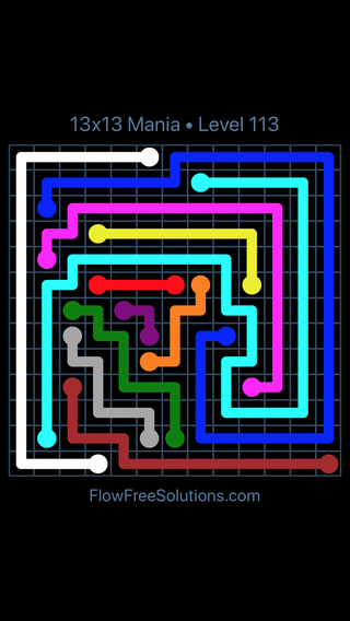 Solution and Answer to the Puzzle for Flow Free 13x13 Mania Level 113